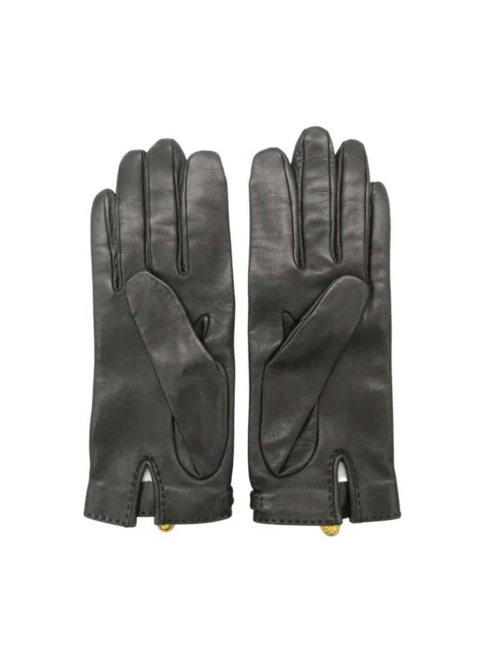 Hermes Gloves Logo Charm Chain Lambskin 7.5 Black